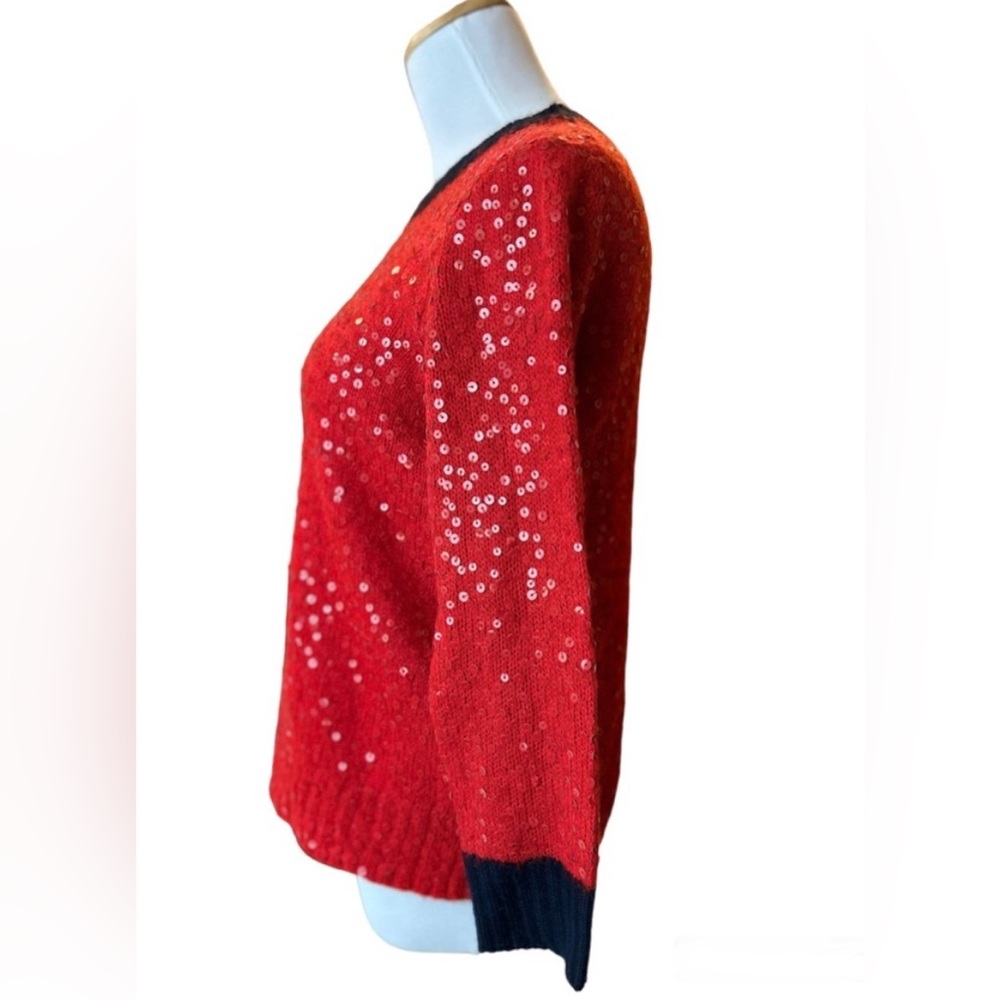 J CREW Red Scattered Sequin Pullover Sweater Mohair Wool Blend - Size XS - Picture 8 of 10
